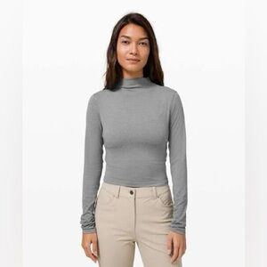 EUC lululemon all aligned mock neck long sleeve shirt grey size 10
